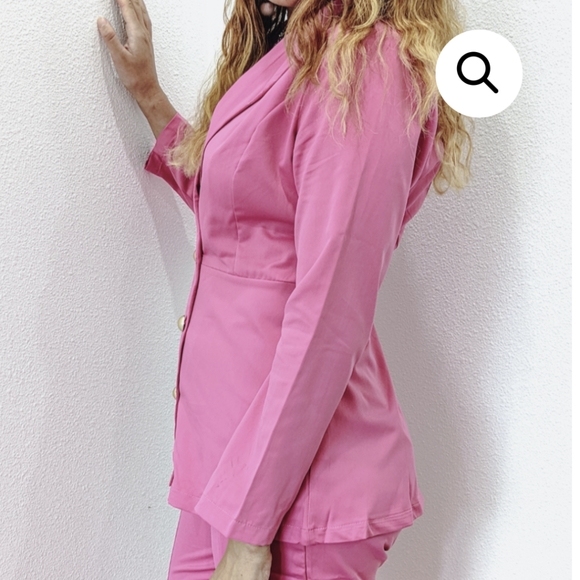 NWT DOUBLE BREASTED BUTTON UP PINK MATCHINH PANT SUIT SET Small-Large - Picture 5 of 8